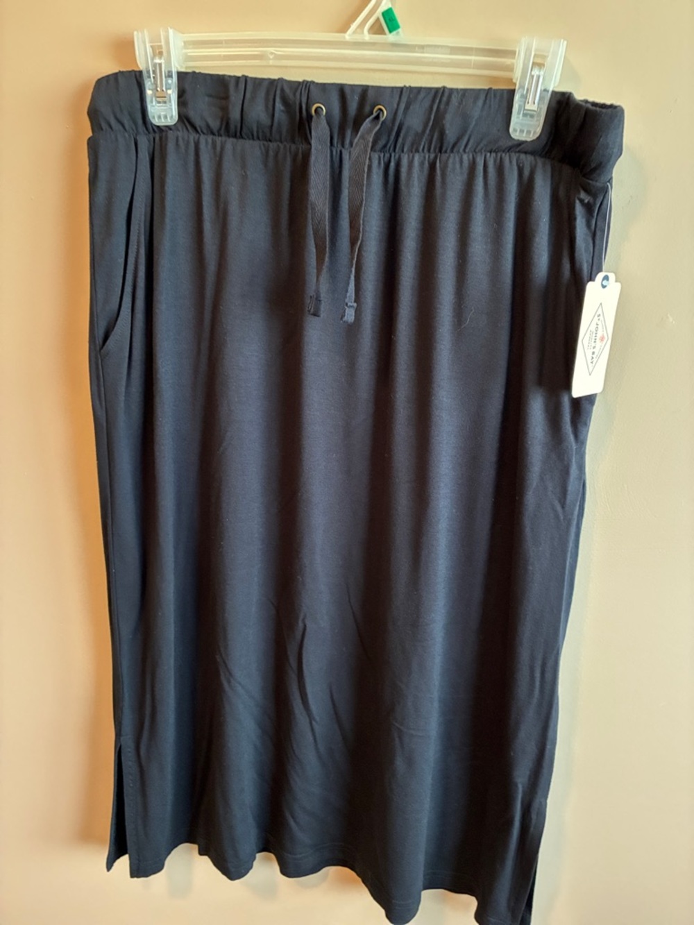 St. John's Bay Black Drawstring Midi Skirt with Pockets